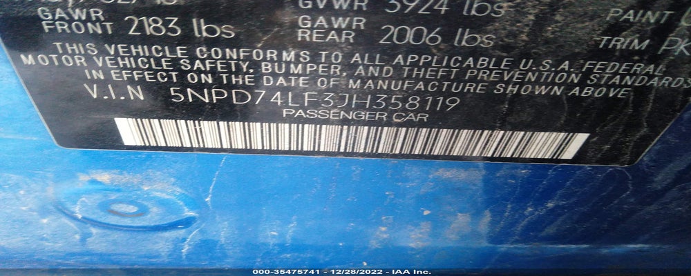 5NPD74LF3JH358119 2018 HYUNDAI ELANTRA photo no. 9