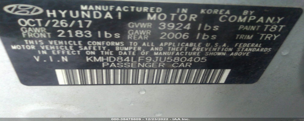 KMHD84LF9JU580405 2018 HYUNDAI ELANTRA photo no. 9