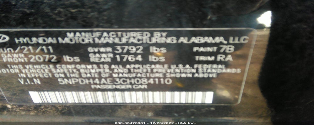 5NPDH4AE3CH084110 2012 HYUNDAI ELANTRA photo no. 9