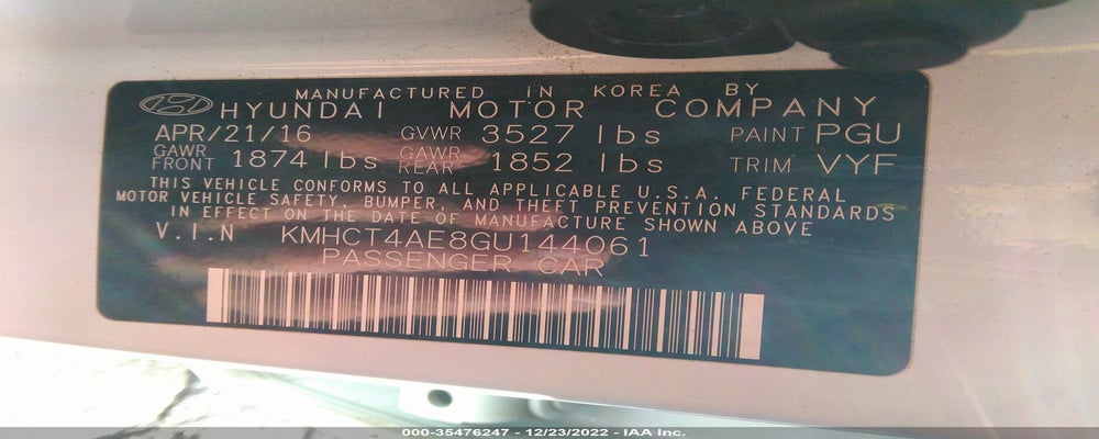 KMHCT4AE8GU144061 2016 HYUNDAI ACCENT photo no. 9