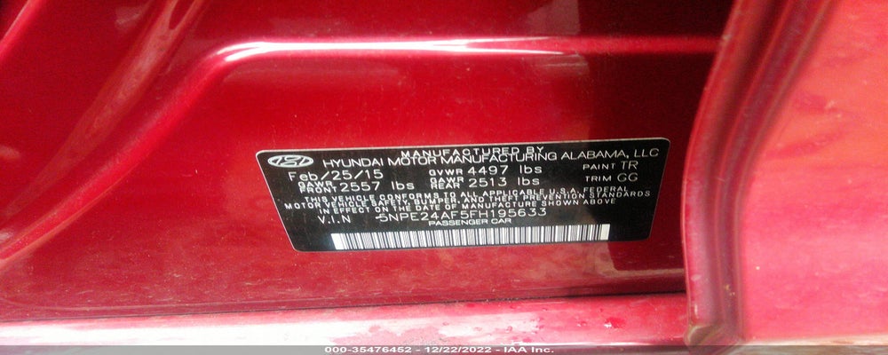 5NPE24AF5FH195633 2015 HYUNDAI SONATA photo no. 9