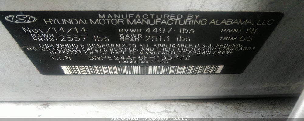 5NPE24AF6FH133772 2015 HYUNDAI SONATA photo no. 9