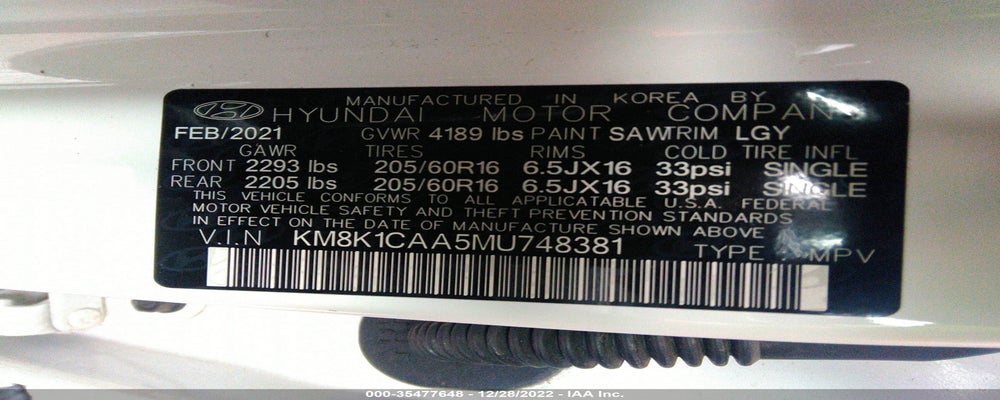 KM8K1CAA5MU748381 2021 HYUNDAI KONA photo no. 9