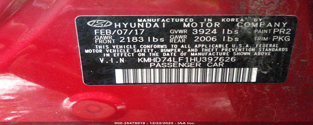 KMHD74LF1HU397626 2017 HYUNDAI ELANTRA photo no. 9