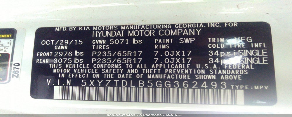 5XYZTDLB5GG362493 2016 HYUNDAI SANTA FE SPORT photo no. 9