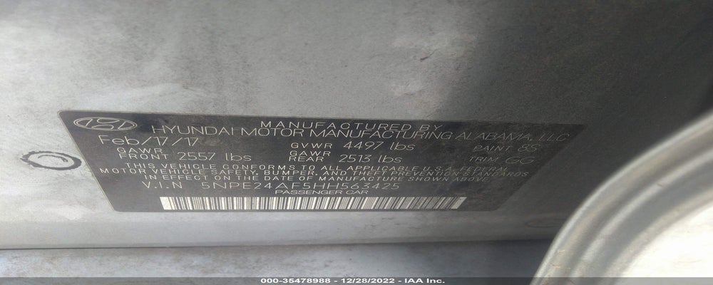 5NPE24AF5HH563425 2017 HYUNDAI SONATA photo no. 9