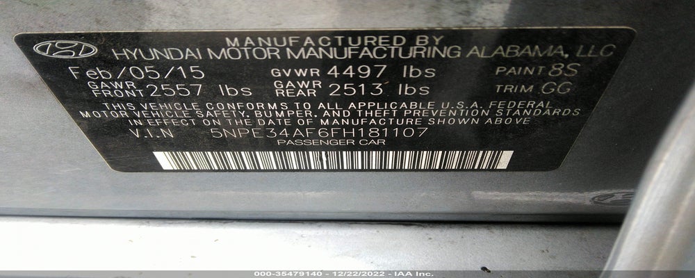 5NPE34AF6FH181107 2015 HYUNDAI SONATA photo no. 9