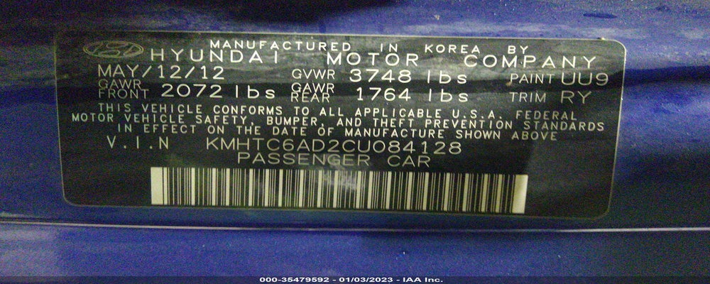 KMHTC6AD2CU084128 2012 HYUNDAI VELOSTER photo no. 9