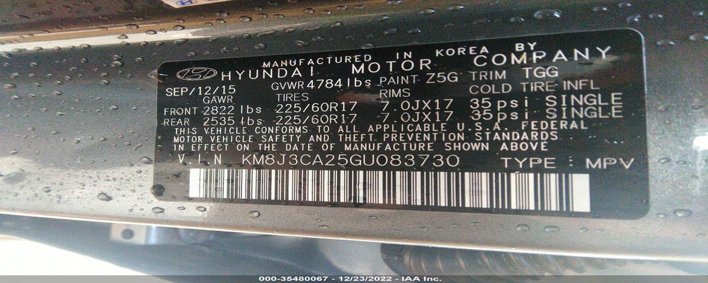 KM8J3CA25GU083730 2016 HYUNDAI TUCSON photo no. 9