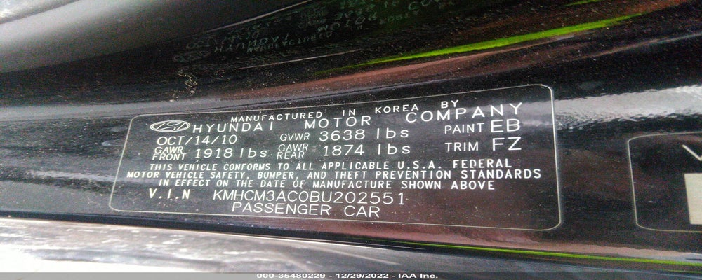 KMHCM3AC0BU202551 2011 HYUNDAI ACCENT photo no. 9