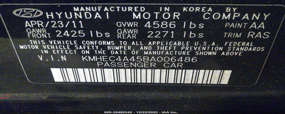 KMHEC4A45BA006486 2011 HYUNDAI SONATA photo no. 9