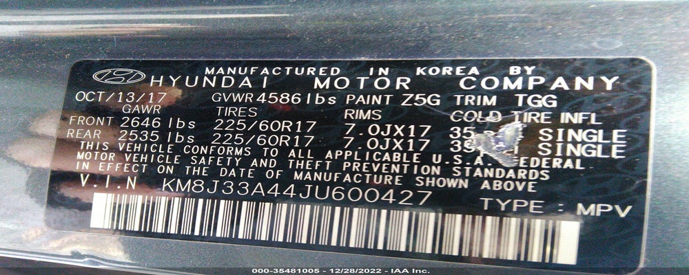 KM8J33A44JU600427 2018 HYUNDAI TUCSON photo no. 9