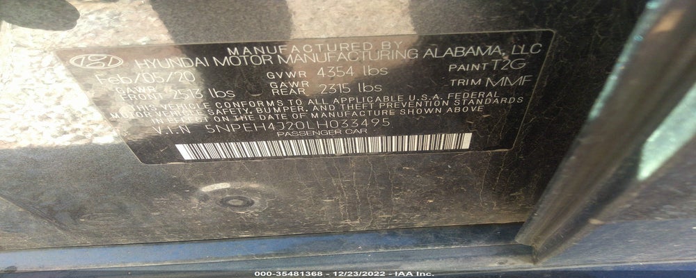 5NPEH4J20LH033495 2020 HYUNDAI SONATA photo no. 9