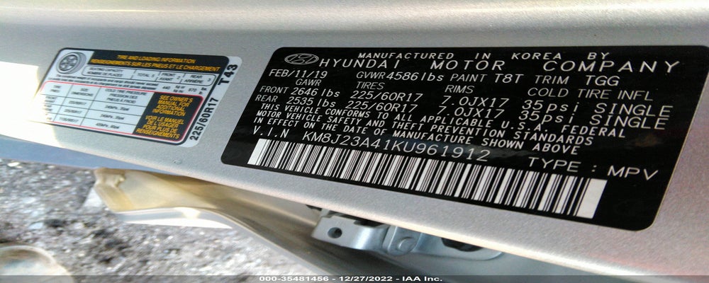 KM8J23A41KU961912 2019 HYUNDAI TUCSON photo no. 9