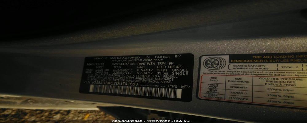 KM8JU3AC2DU741683 2013 HYUNDAI TUCSON photo no. 9