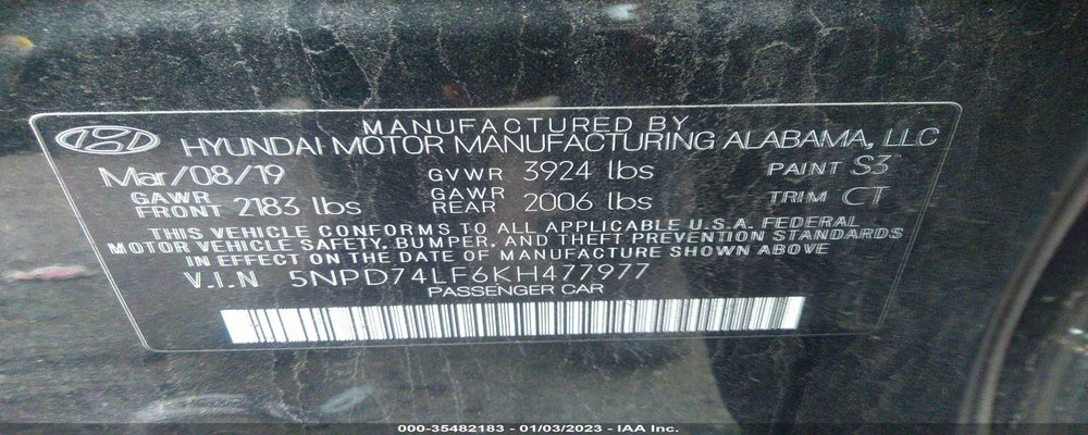 5NPD74LF6KH477977 2019 HYUNDAI ELANTRA photo no. 9