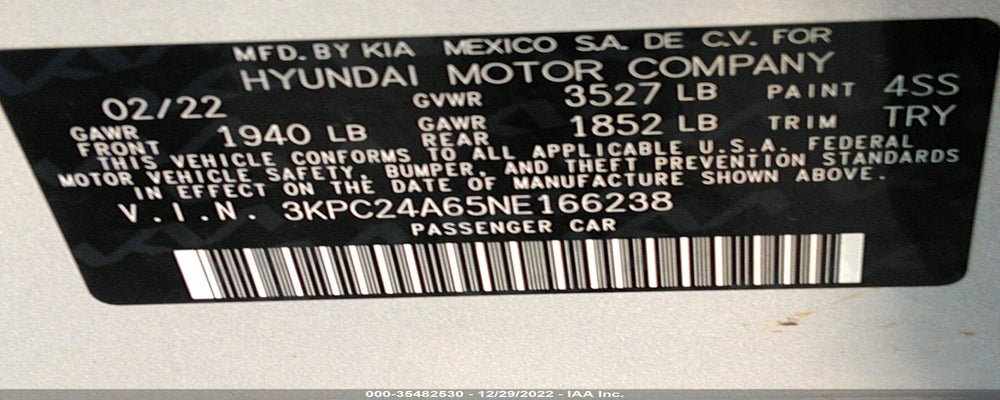 3KPC24A65NE166238 2022 HYUNDAI ACCENT photo no. 9