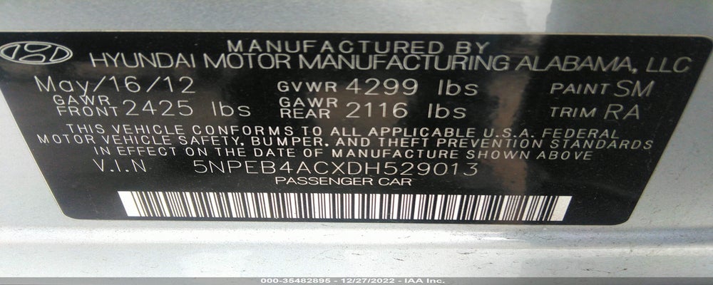 5NPEB4ACXDH529013 2013 HYUNDAI SONATA photo no. 9