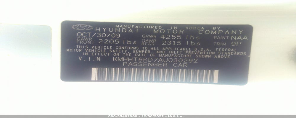 KMHHT6KD7AU030292 2010 HYUNDAI GENESIS COUPE photo no. 9
