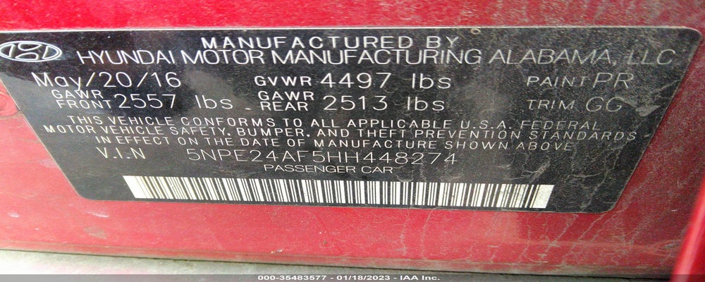 5NPE24AF5HH448274 2017 HYUNDAI SONATA photo no. 9