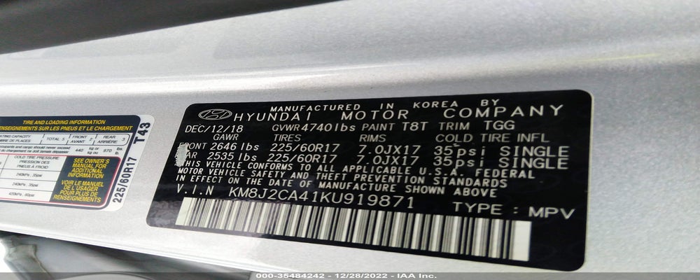 KM8J2CA41KU919871 2019 HYUNDAI TUCSON photo no. 9