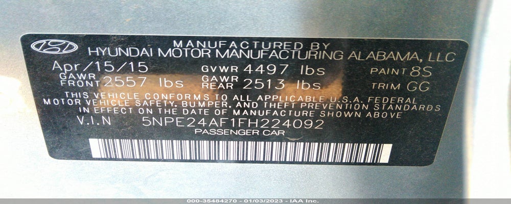 5NPE24AF1FH224092 2015 HYUNDAI SONATA photo no. 9