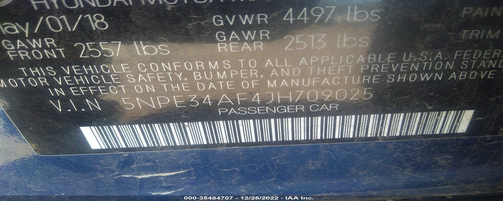 5NPE34AF4JH709025 2018 HYUNDAI SONATA photo no. 9