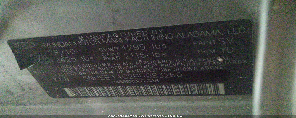 5NPEB4AC2BH083260 2011 HYUNDAI SONATA photo no. 9