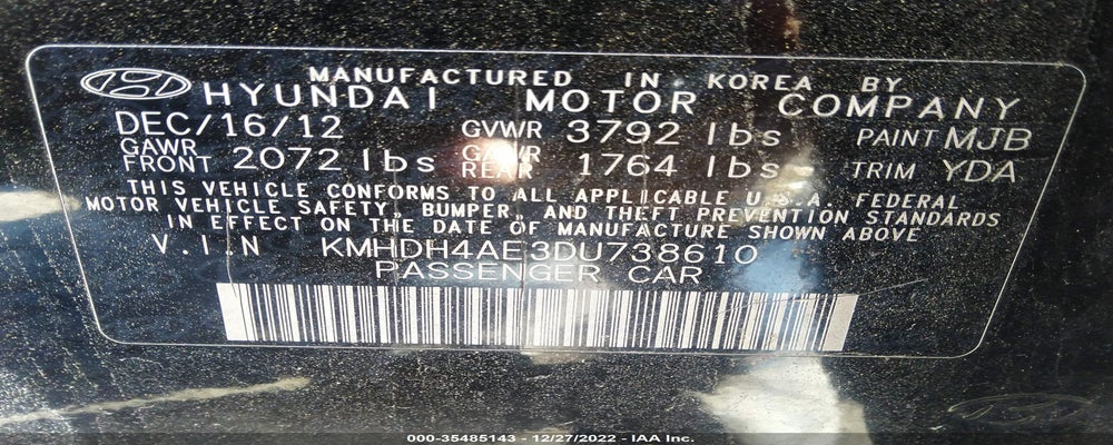 KMHDH4AE3DU738610 2013 HYUNDAI ELANTRA photo no. 9
