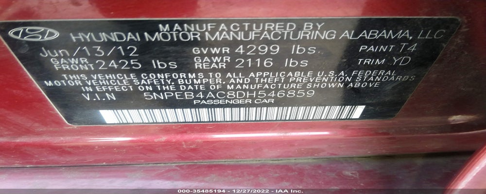 5NPEB4AC8DH546859 2013 HYUNDAI SONATA photo no. 9