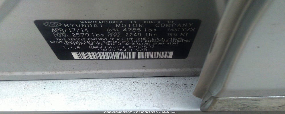 KMHFH4JG9EA392592 2014 HYUNDAI AZERA photo no. 9