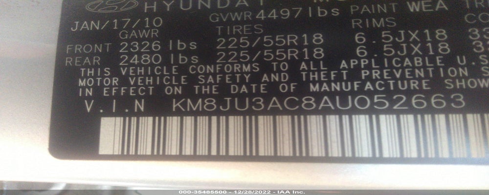 KM8JU3AC8AU052663 2010 HYUNDAI TUCSON photo no. 9