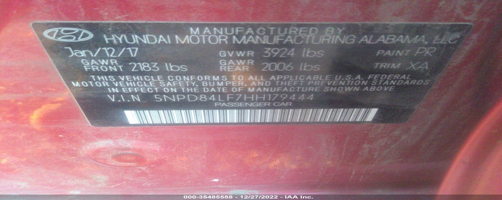 5NPD84LF7HH179444 2017 HYUNDAI ELANTRA photo no. 9