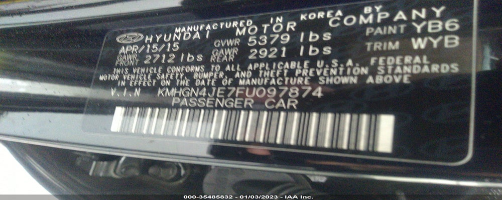KMHGN4JE7FU097874 2015 HYUNDAI GENESIS photo no. 9