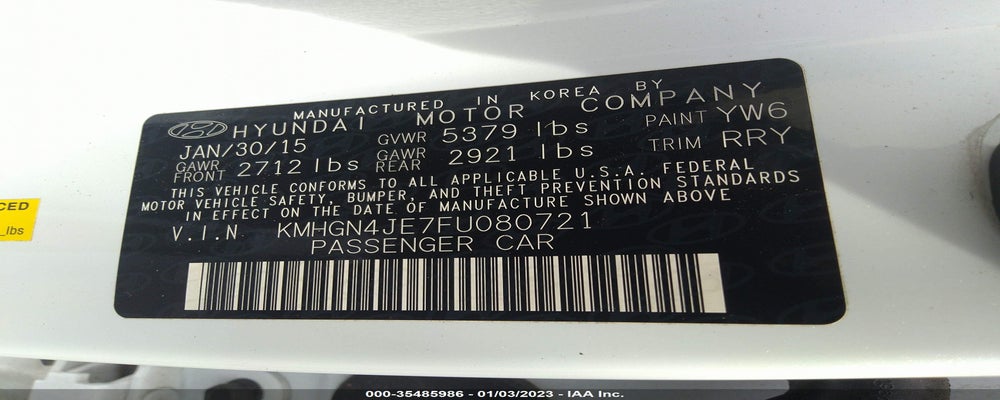 KMHGN4JE7FU080721 2015 HYUNDAI GENESIS photo no. 9