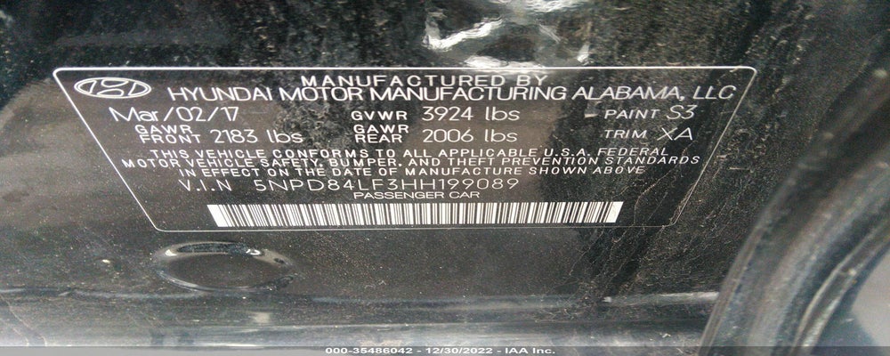 5NPD84LF3HH199089 2017 HYUNDAI ELANTRA photo no. 9