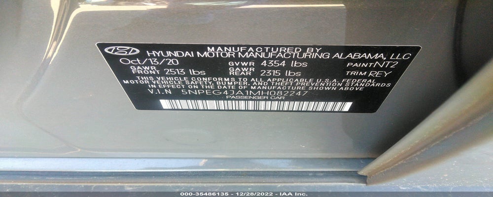 5NPEG4JA1MH082247 2021 HYUNDAI SONATA photo no. 9