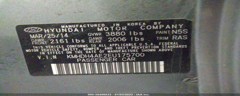 KMHDH4AE2EU175700 2014 HYUNDAI ELANTRA photo no. 9