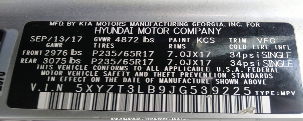 5XYZT3LB9JG539225 2018 HYUNDAI SANTA FE SPORT photo no. 9