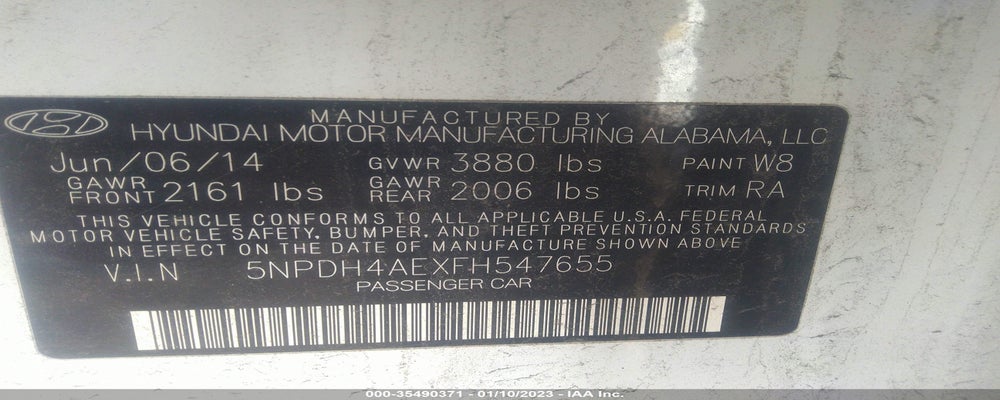 5NPDH4AEXFH547655 2015 HYUNDAI ELANTRA photo no. 9