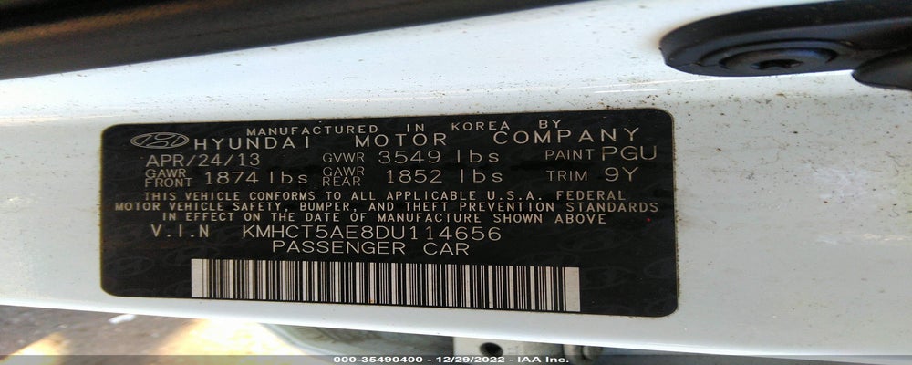 KMHCT5AE8DU114656 2013 HYUNDAI ACCENT photo no. 9