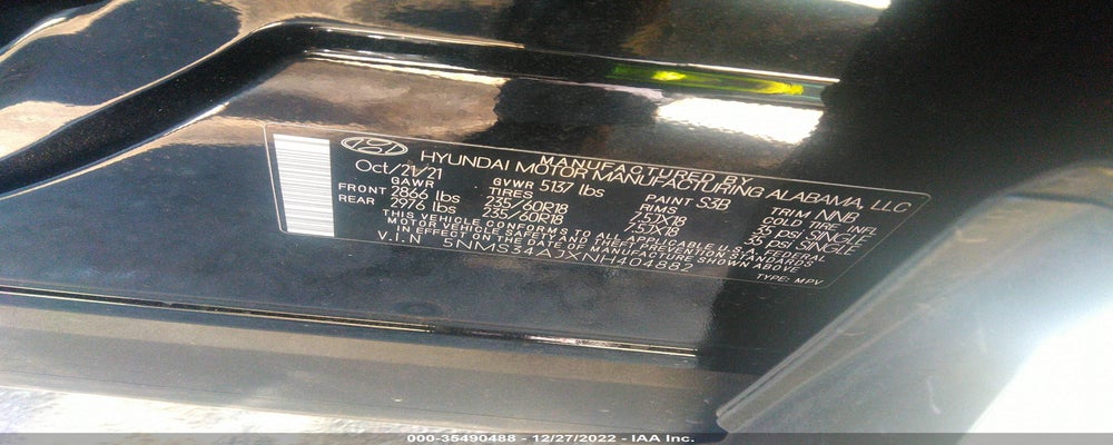5NMS34AJXNH404882 2022 HYUNDAI SANTA FE photo no. 9