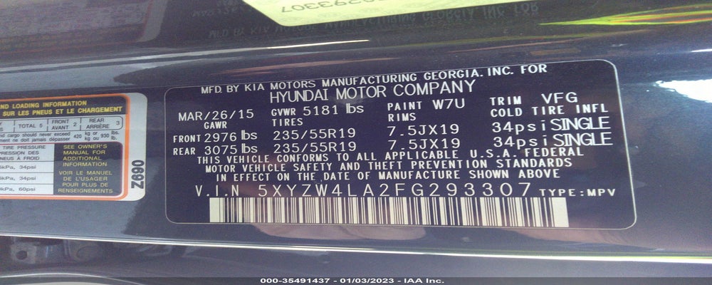 5XYZW4LA2FG293307 2015 HYUNDAI SANTA FE SPORT photo no. 9