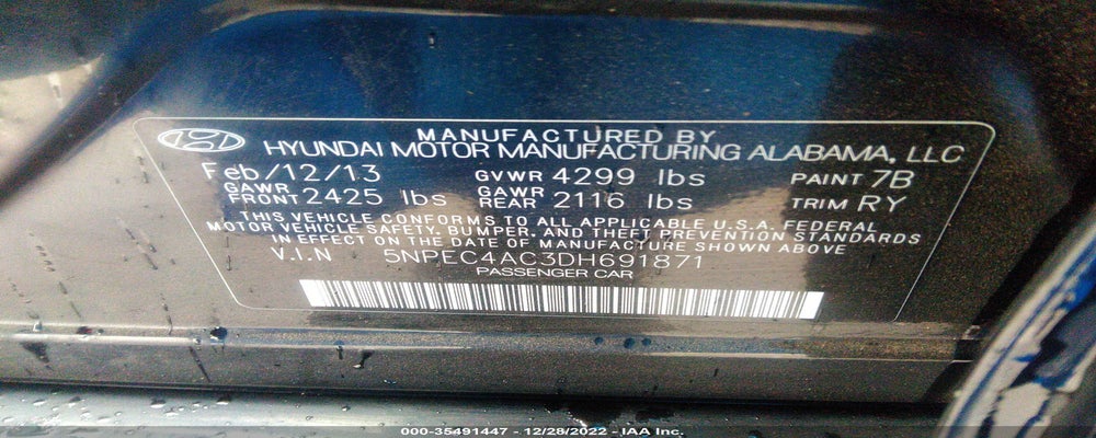 5NPEC4AC3DH691871 2013 HYUNDAI SONATA photo no. 9