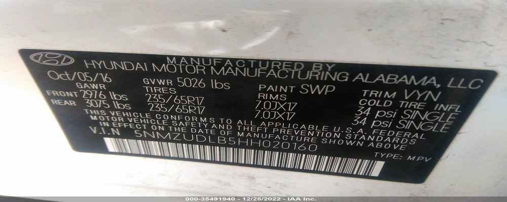 5NMZUDLB5HH020160 2017 HYUNDAI SANTA FE SPORT photo no. 9