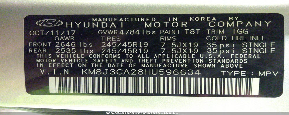 KM8J3CA28HU596634 2017 HYUNDAI TUCSON photo no. 9