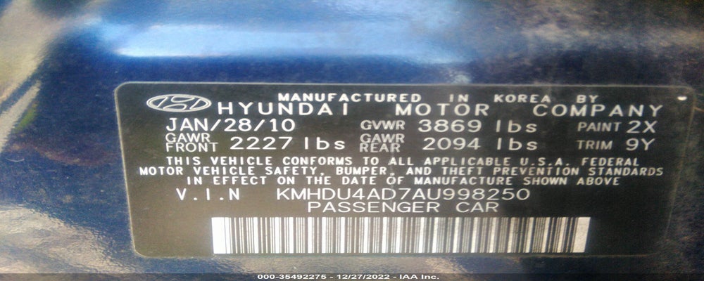 KMHDU4AD7AU998250 2010 HYUNDAI ELANTRA photo no. 9