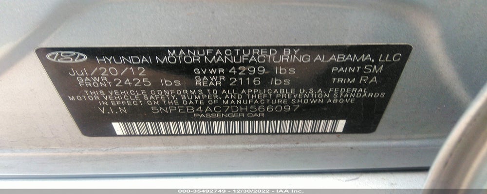 5NPEB4AC7DH566097 2013 HYUNDAI SONATA photo no. 9