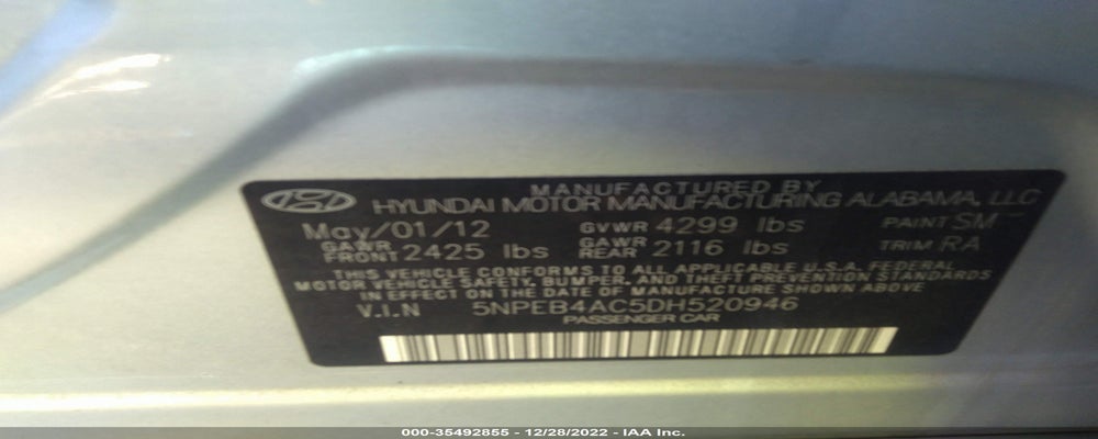 5NPEB4AC5DH520946 2013 HYUNDAI SONATA photo no. 9