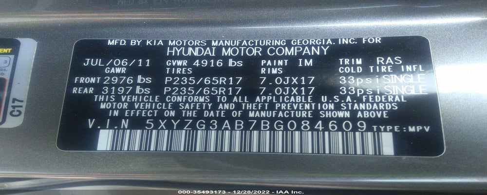 5XYZG3AB7BG084609 2011 HYUNDAI SANTA FE photo no. 9